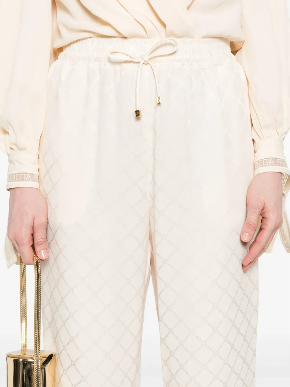 Elisabetta Franchi ダイヤモンドジャカード サテンパンツ - 画像5