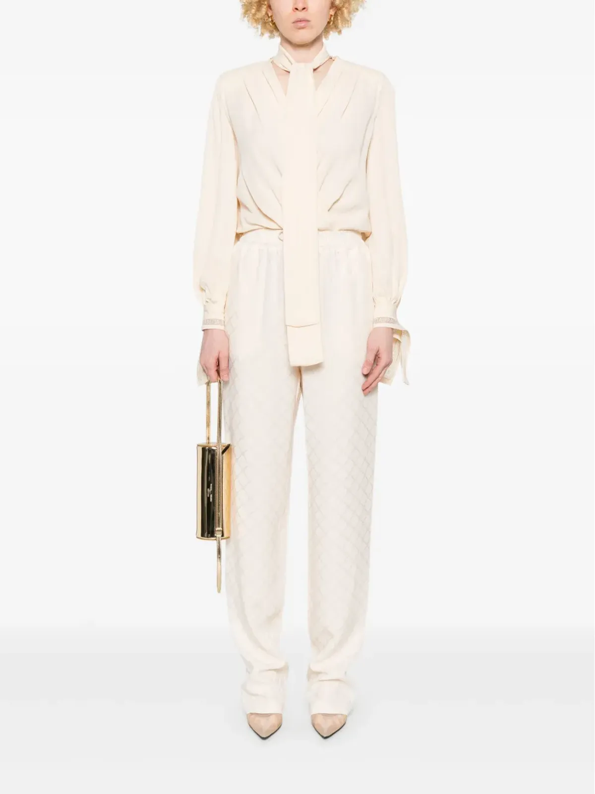 Elisabetta Franchi ダイヤモンドジャカード サテンパンツ - 画像2