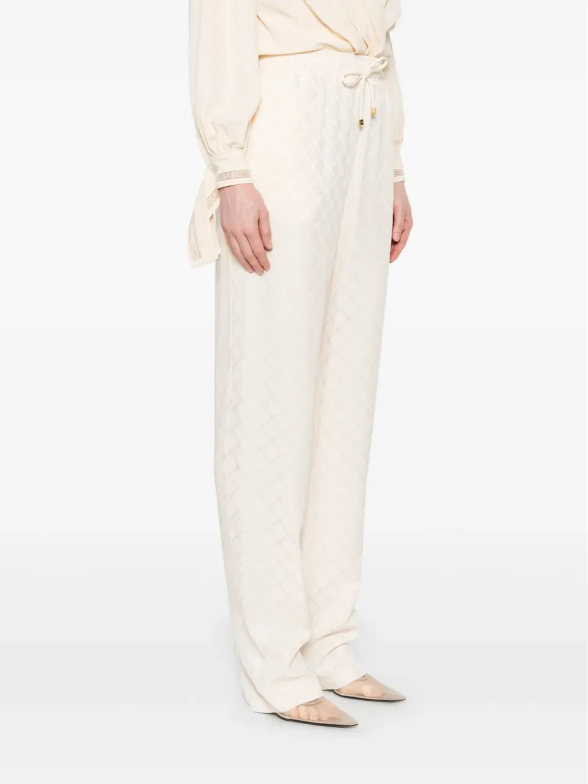 Elisabetta Franchi ダイヤモンドジャカード サテンパンツ - 画像3