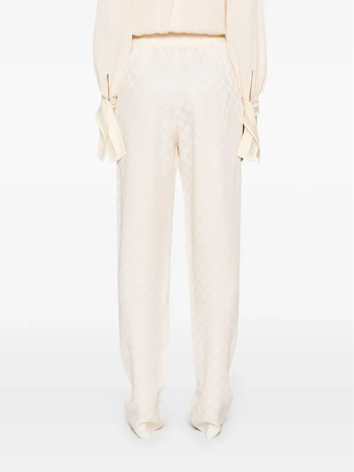 Elisabetta Franchi ダイヤモンドジャカード サテンパンツ - 画像4
