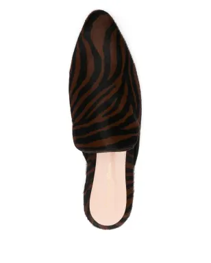 Gianvito Rossi ゼブラ柄スリッパ ブラウン - サムネイル4