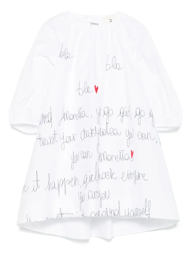 Simonetta Simonetta スローガン刺繍ドレス ホワイトの商品画像