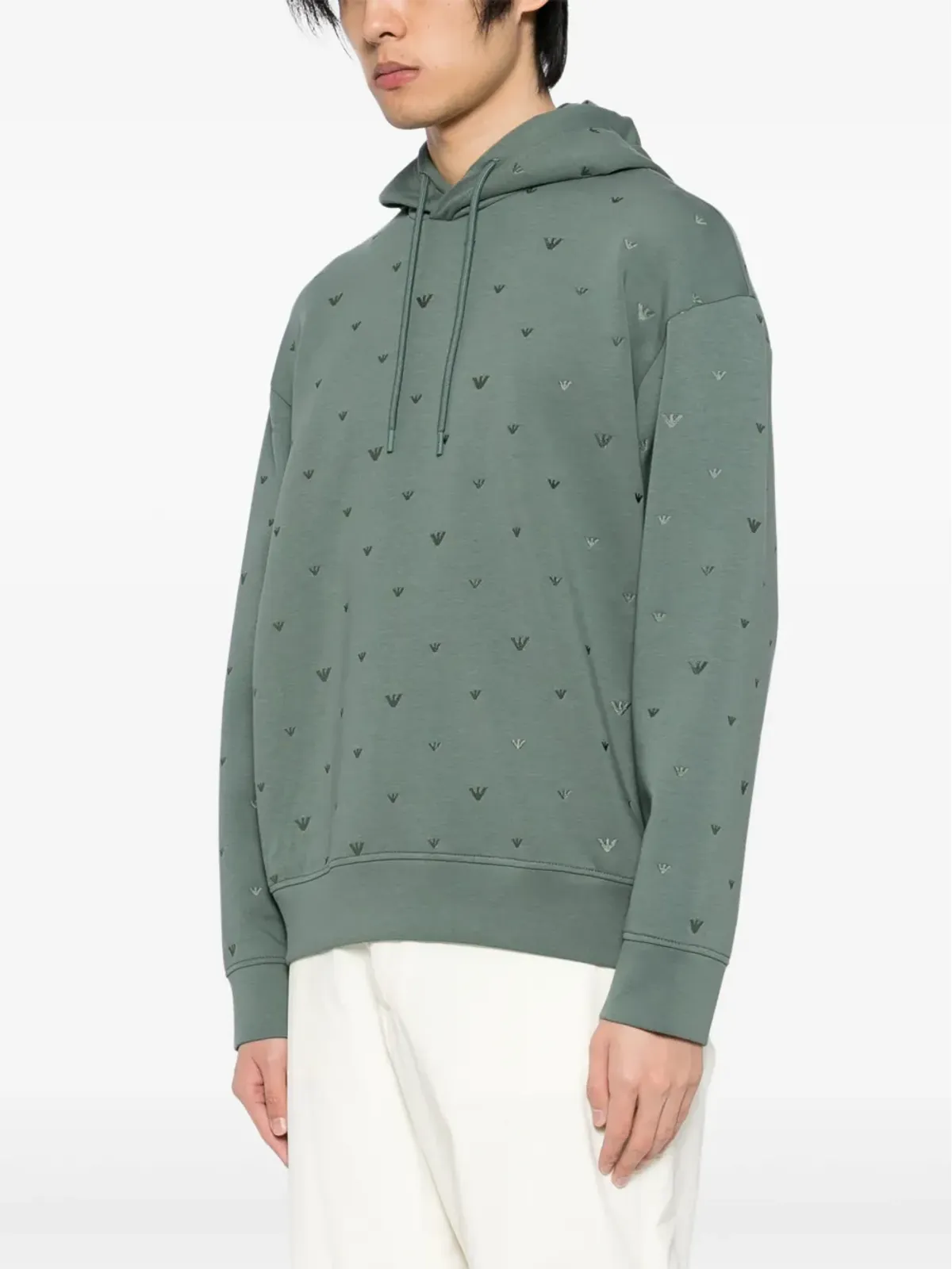 Emporio Armani 刺繍ロゴ入りフーディ グリーン - 画像3