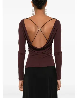 Elisabetta Franchi ドレープトップ - ブラウン - サムネイル4
