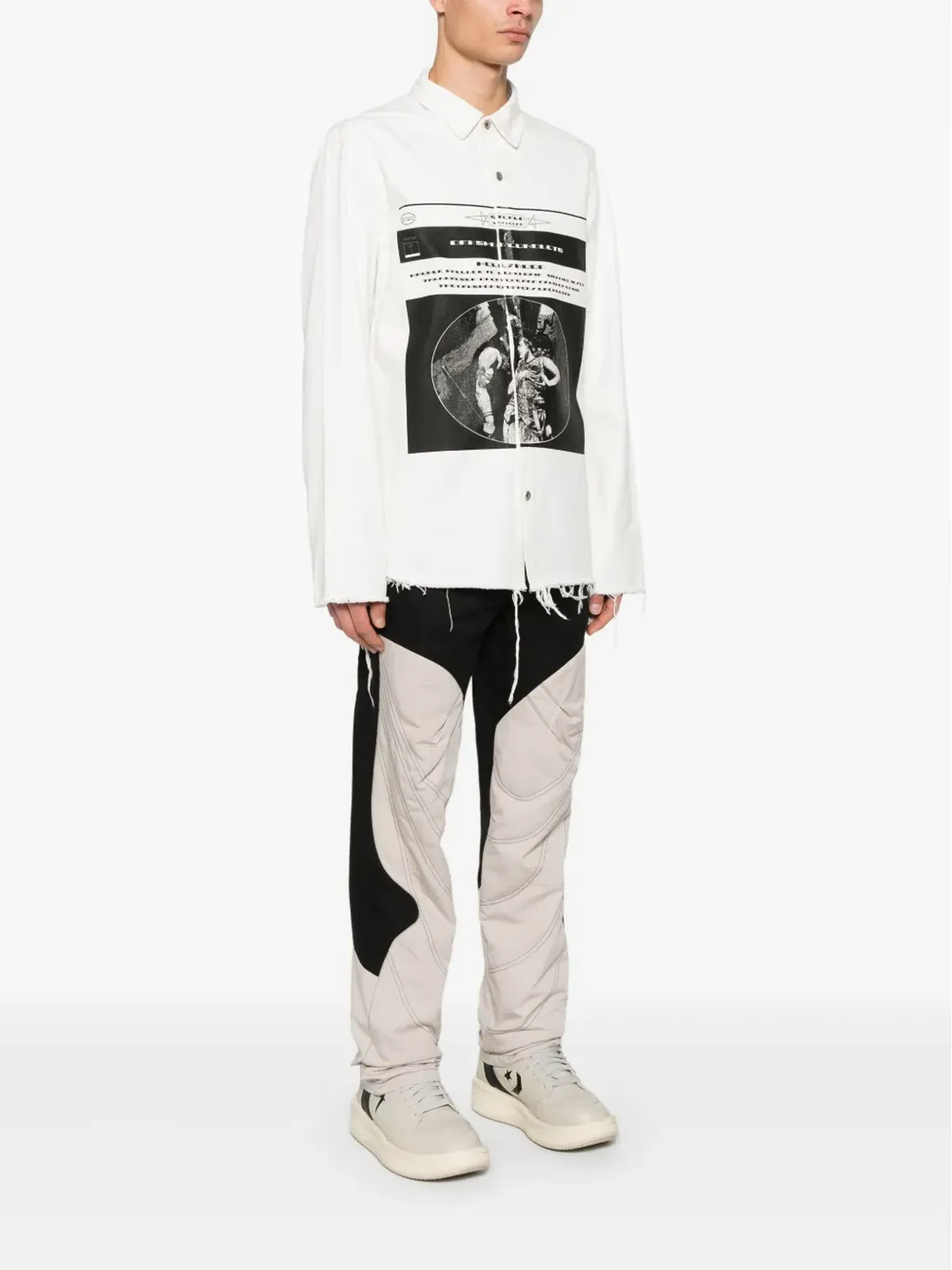 Rick Owens DRKSHDW ロゴプリント アウターシャツ - 画像3