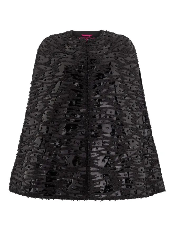 Valentino Garavani Valentino Garavani embellished round-neck cape - Blackの商品画像