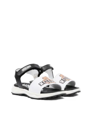 Moschino Kids テディアップリケサンダル - White - サムネイル1