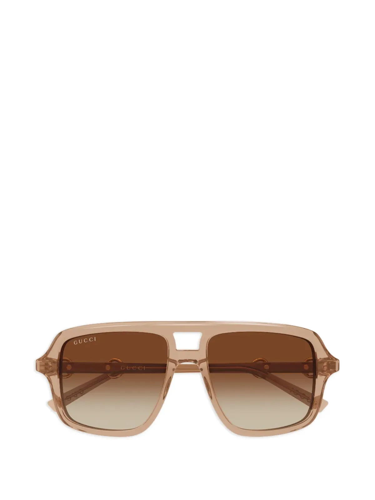 Gucci Eyewear horsebit-detail geometric-frame sunglasses - Brown - 画像1