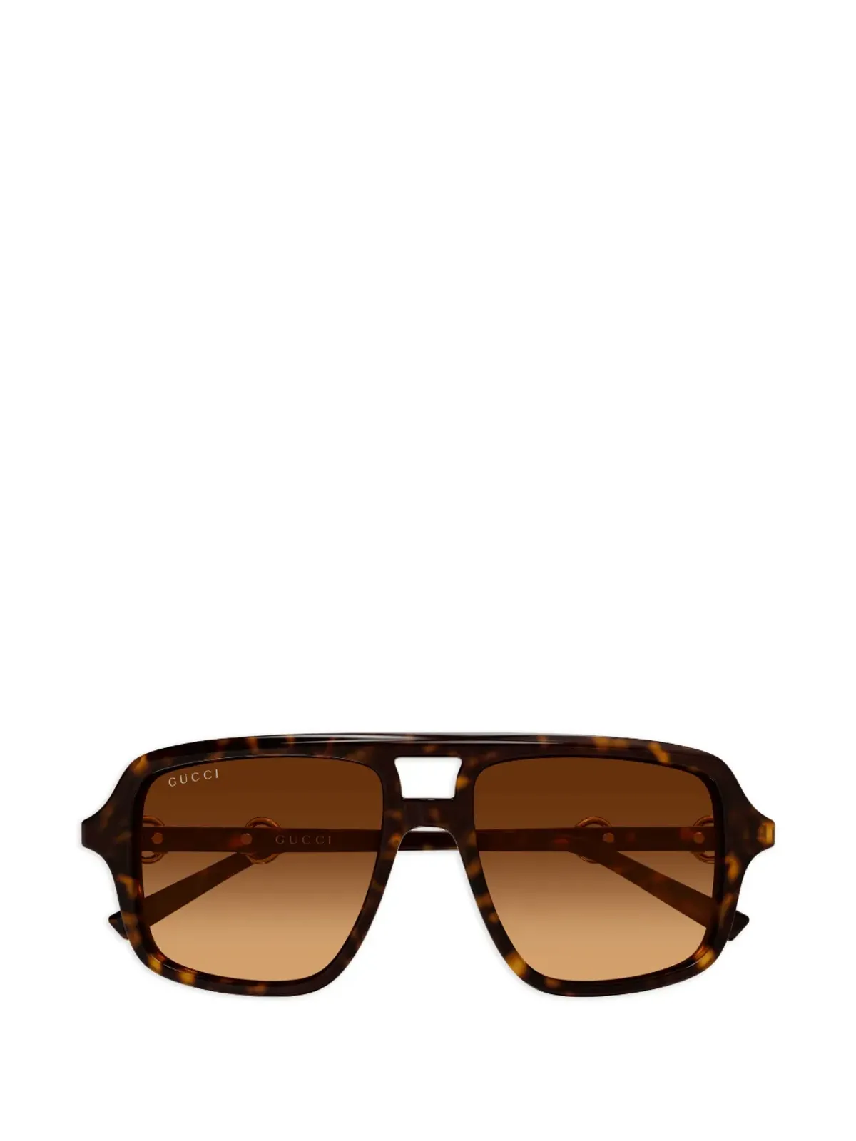 Gucci Eyewear ホースビットディテールのスクエアフレームサングラス ブラウン - 画像1
