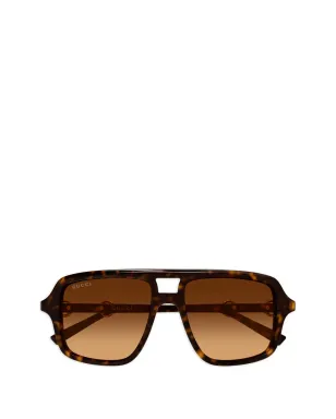 Gucci Eyewear ホースビットディテールのスクエアフレームサングラス ブラウン - サムネイル1