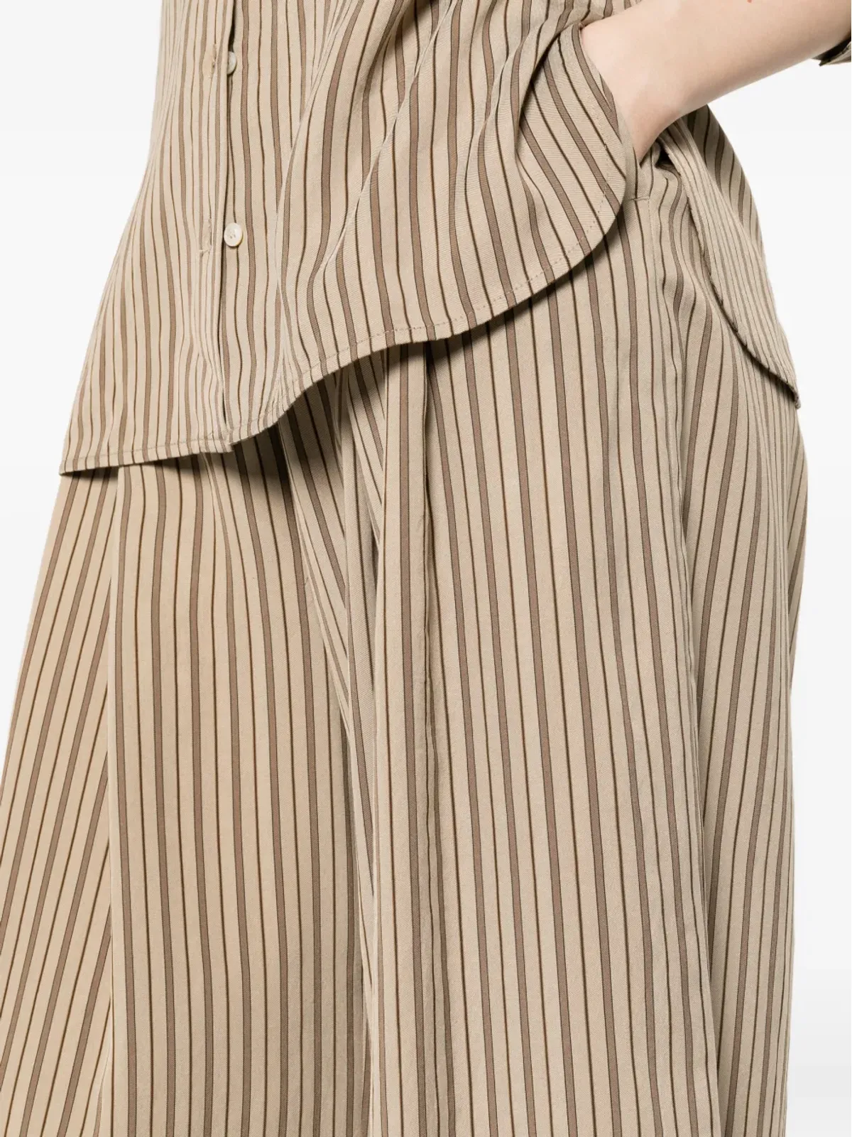 Marella Ordine 縦ストライプワイドレッグパンツ - 画像5