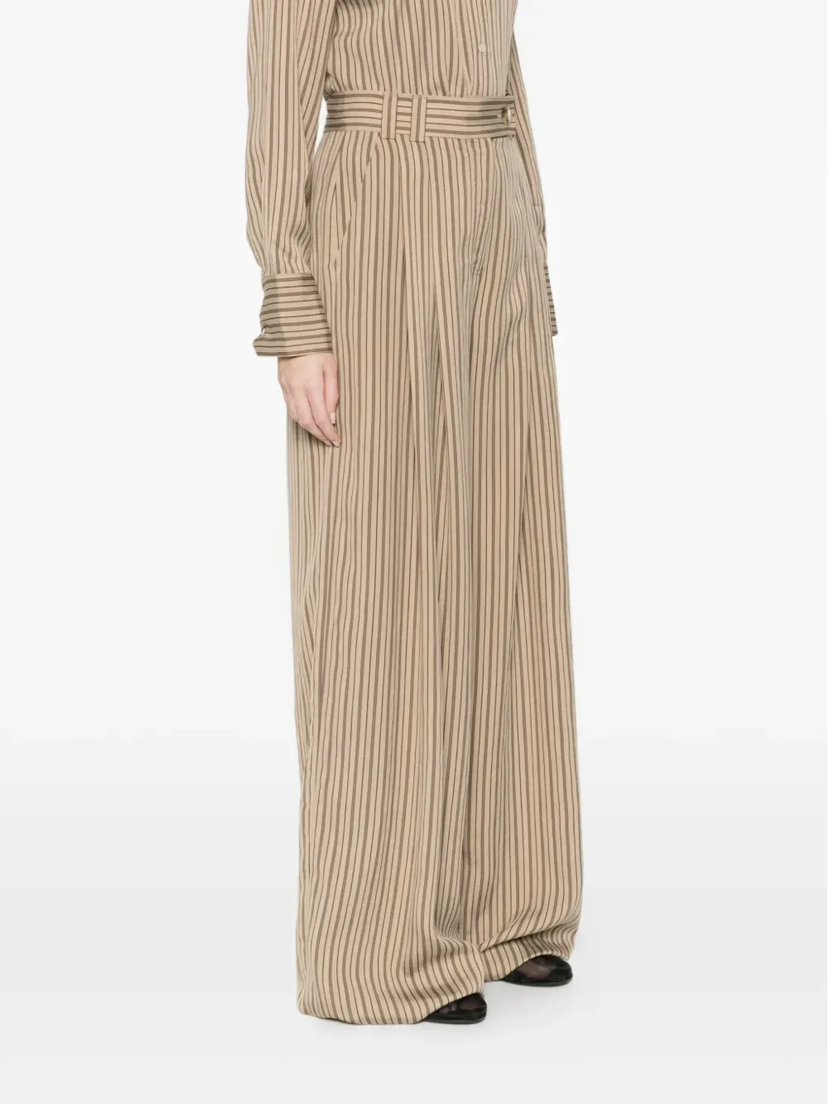 Marella Ordine 縦ストライプワイドレッグパンツ - 画像3