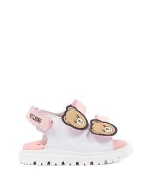 Moschino Kids Teddy-appliqued sandals - White - サムネイル2