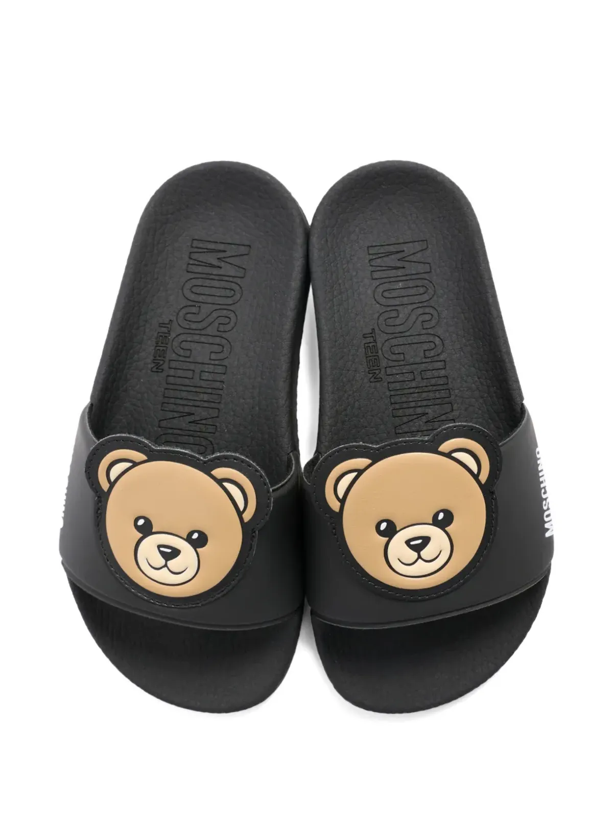 Moschino Kids アップリケ付きスライド - Black - 画像4