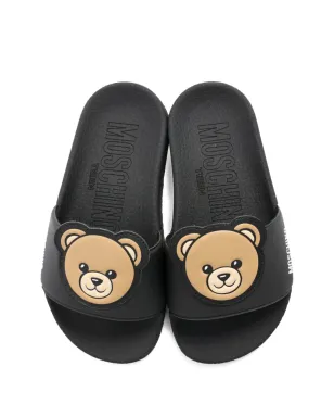 Moschino Kids アップリケ付きスライド - Black - サムネイル4