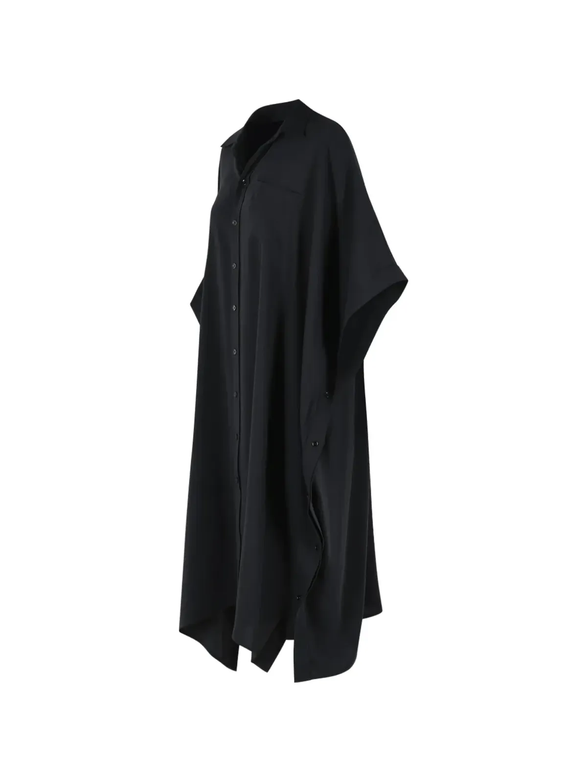 MM6 Maison Margiela ポインテッドカラー ボタン付きミディドレス - ブラック - 画像3