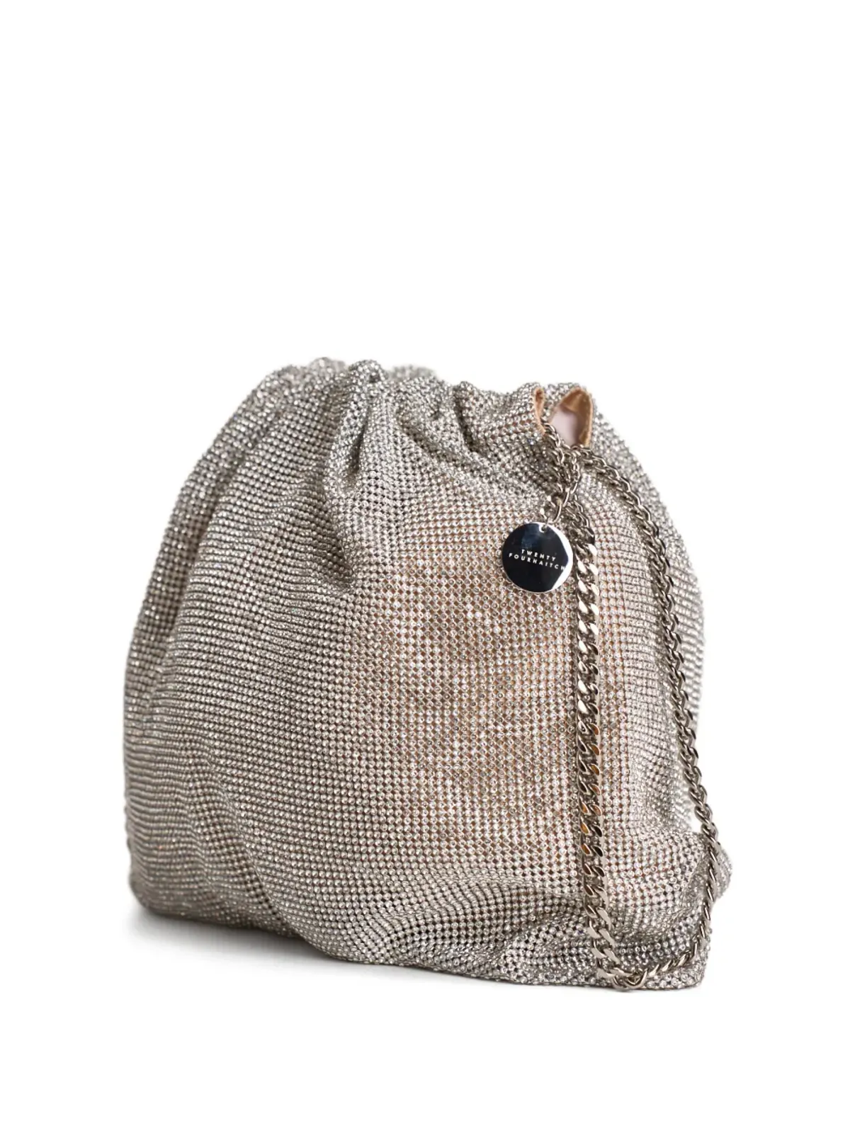 TWENTY FOURHAITCH rhinestone chain bucket bag - Silver - 画像1