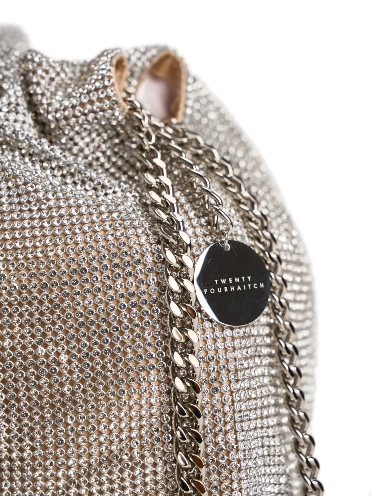 TWENTY FOURHAITCH rhinestone chain bucket bag - Silver - 画像3