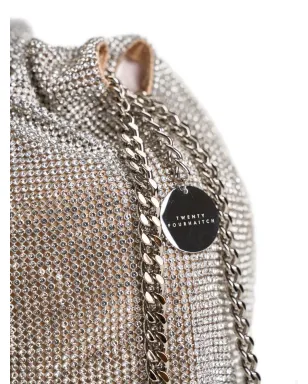 TWENTY FOURHAITCH rhinestone chain bucket bag - Silver - サムネイル3