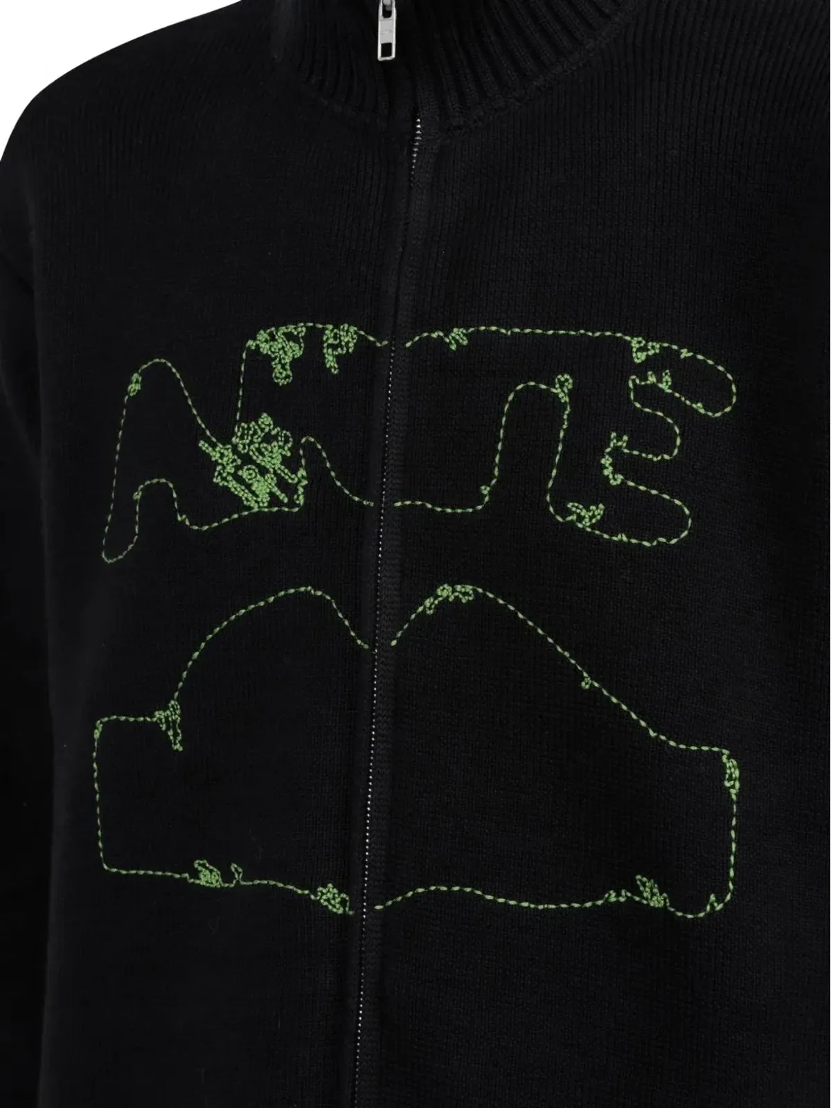 Arte Antwerp ロゴ刺繍カーディガン ブラック - 画像4