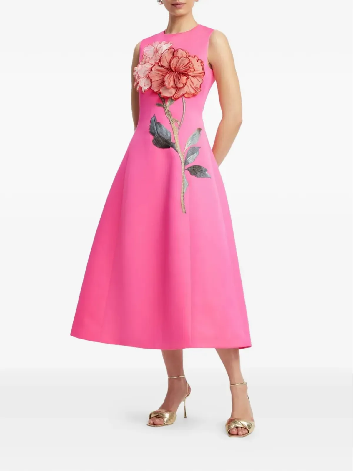 Leo Lin Cleo flower-appliqué midi dress - Pink - 画像5