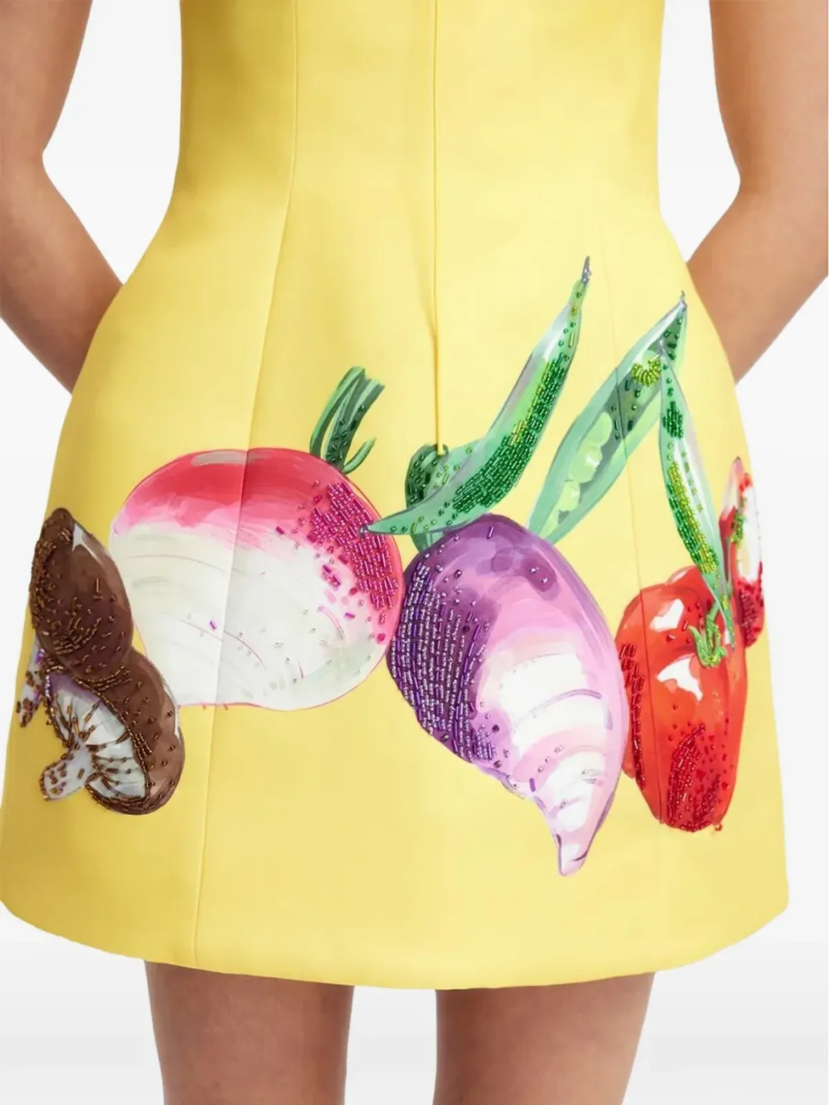 Leo Lin Zaria floral appliqué mini dress - Yellow - 画像4