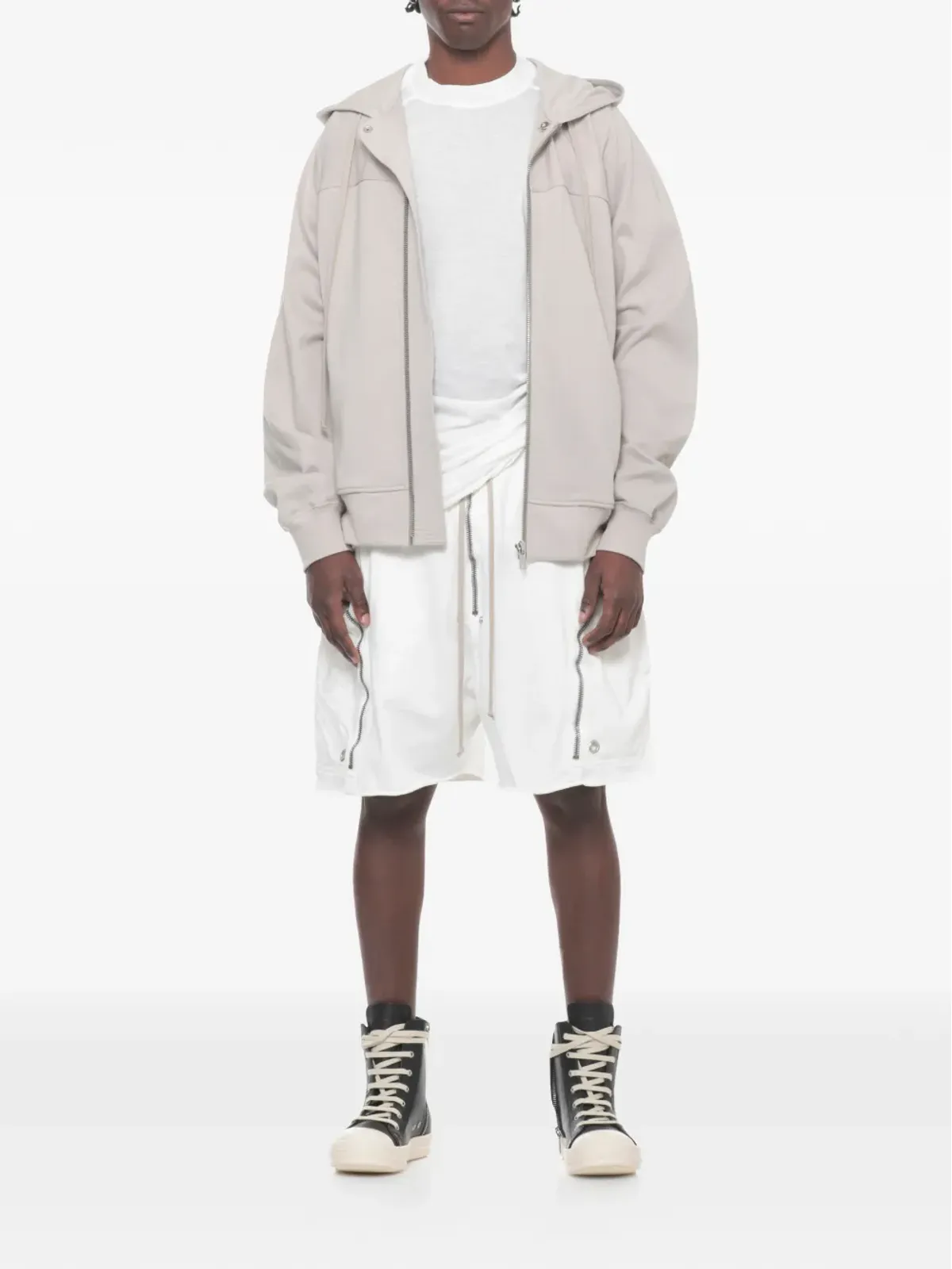 Rick Owens DRKSHDW ドローストリングジップショーツ ホワイト - 画像2