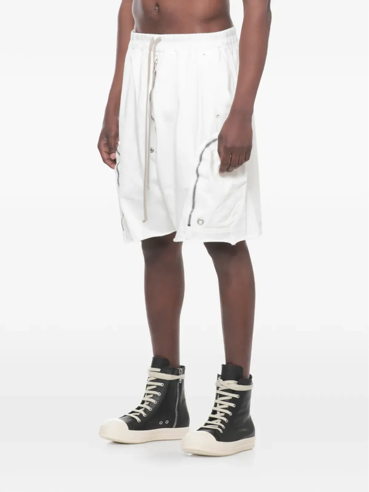 Rick Owens DRKSHDW ドローストリングジップショーツ ホワイト - 画像3