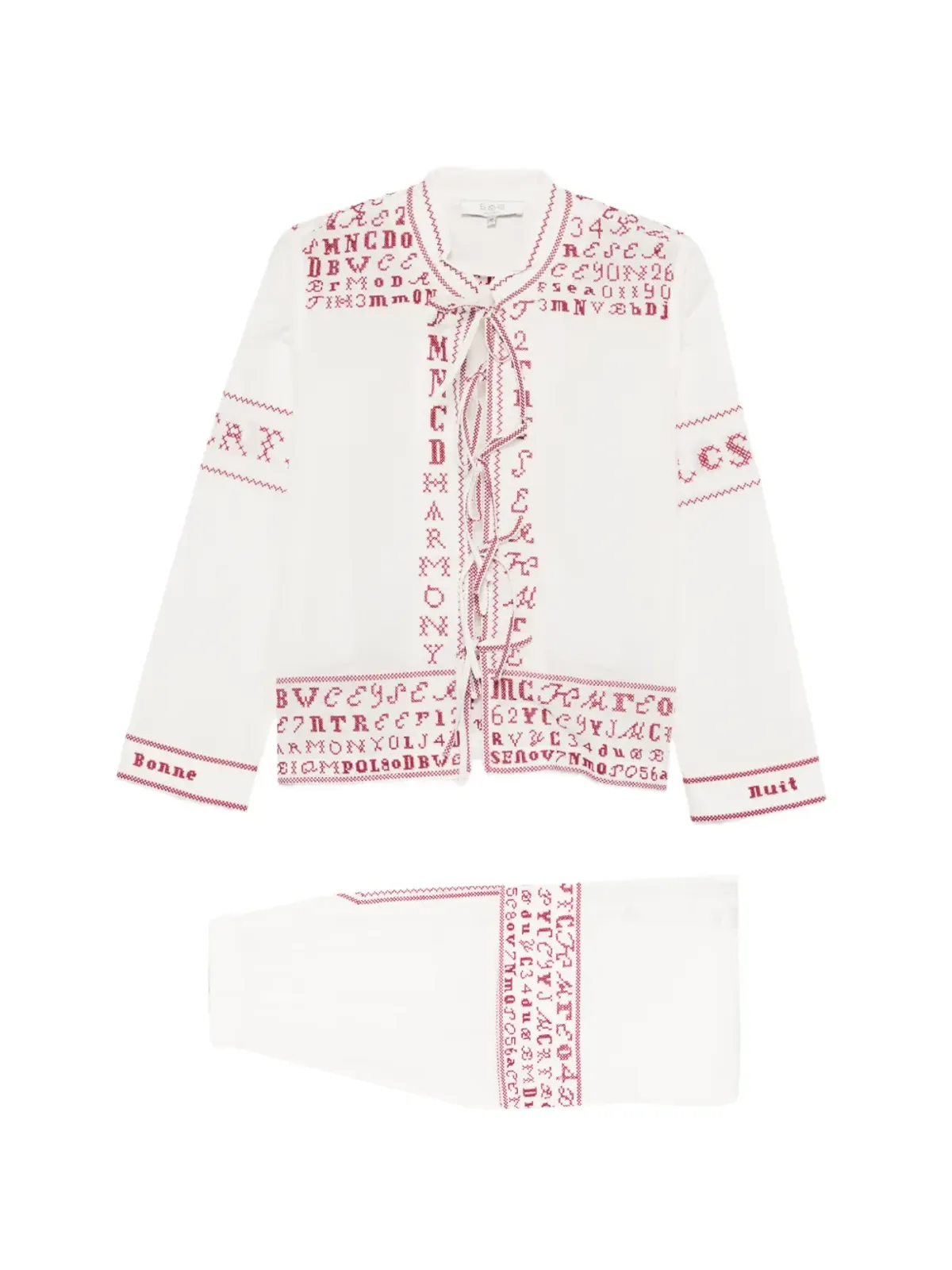 Sea embroidery pyjama set - White - 画像1