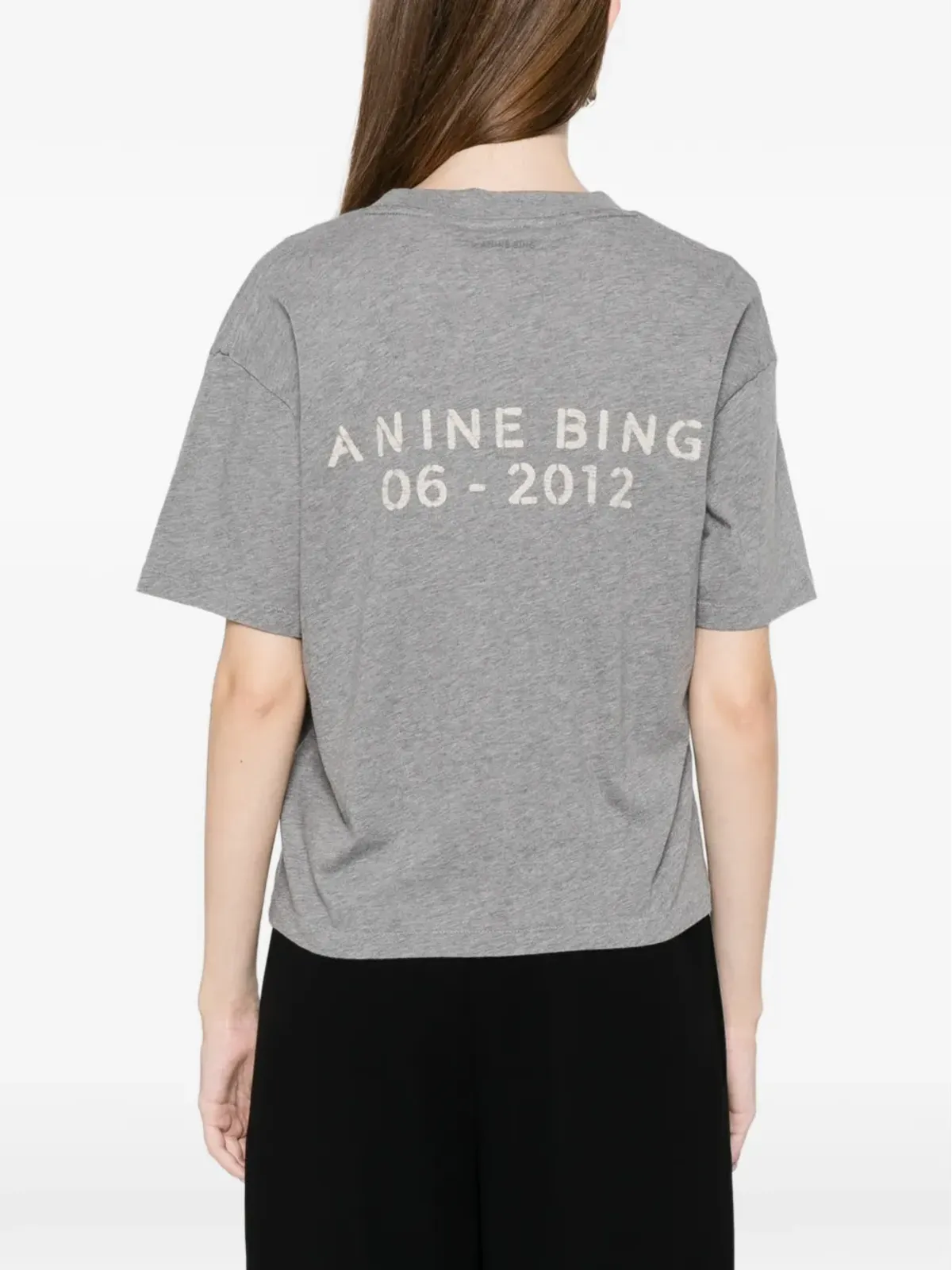 ANINE BING WagnerロゴディテールTシャツ - グレー - 画像4