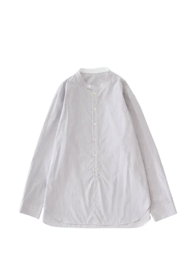 Studio Nicholson Studio Nicholson Nick shadow stripe grandad collar shirt - Whiteの商品画像
