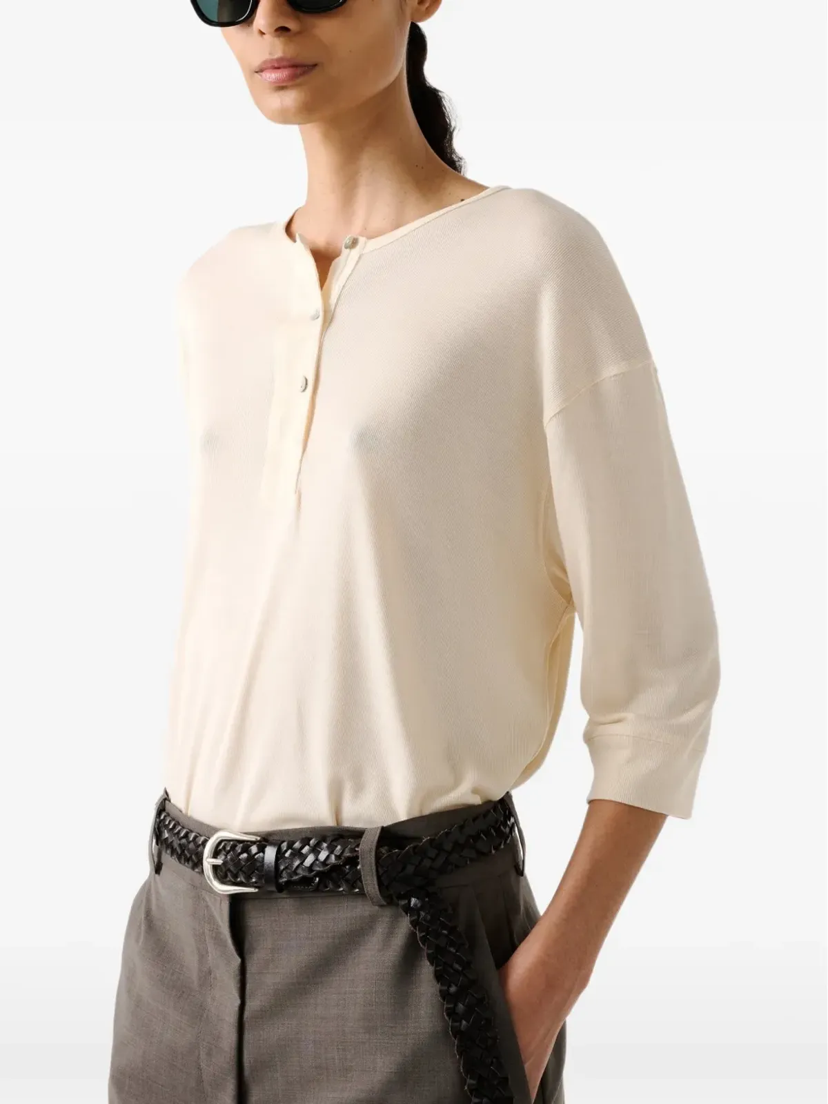 Studio Nicholson Lorem three-quarter-sleeves blouse - Neutrals - 画像5