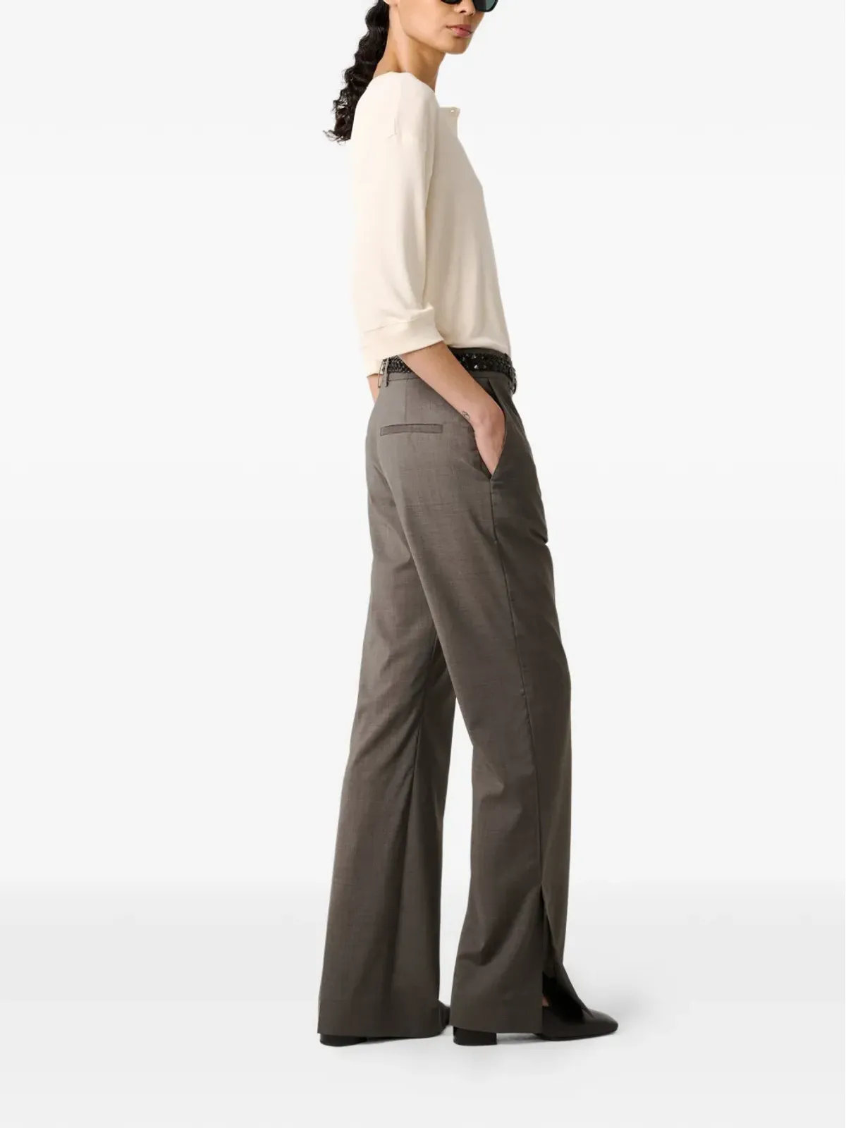 Studio Nicholson Lorem three-quarter-sleeves blouse - Neutrals - 画像4