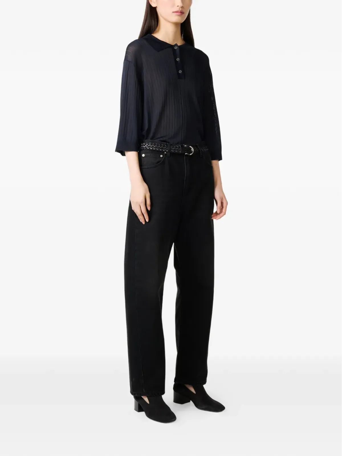 Studio Nicholson デンジョ ファイブポケット ワイドレッグ ジーンズ - Black - 画像3