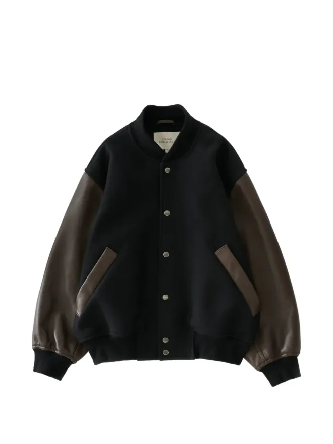 Studio Nicholson Studio Nicholson アルフ レザー袖ボンバー ジャケット - ブラックの商品画像
