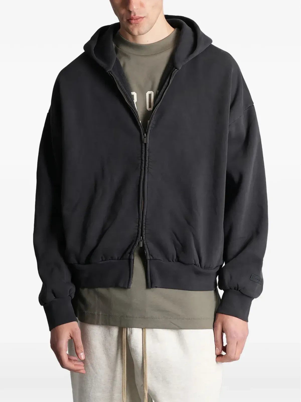 FEAR OF GOD ESSENTIALS ダブルジップ ロングスリーブ フーディ - ブラック - 画像1