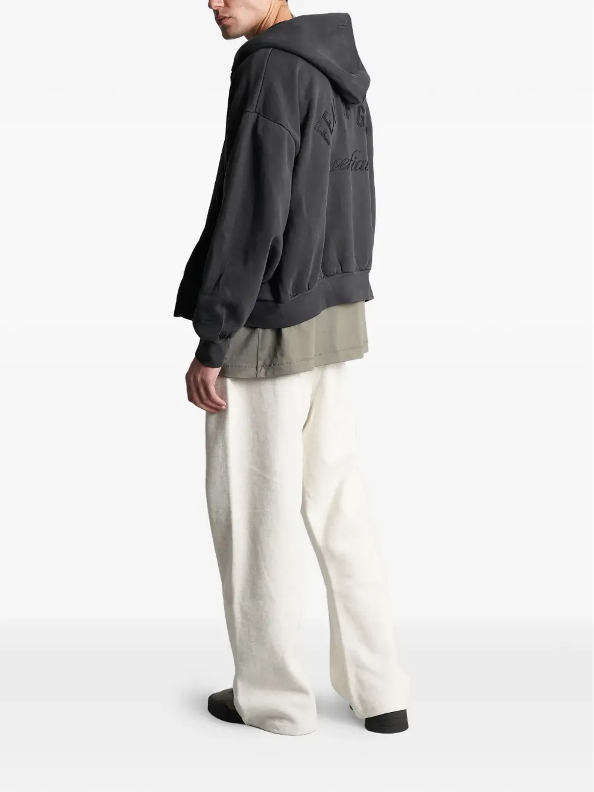 FEAR OF GOD ESSENTIALS ダブルジップ ロングスリーブ フーディ - ブラック - 画像2