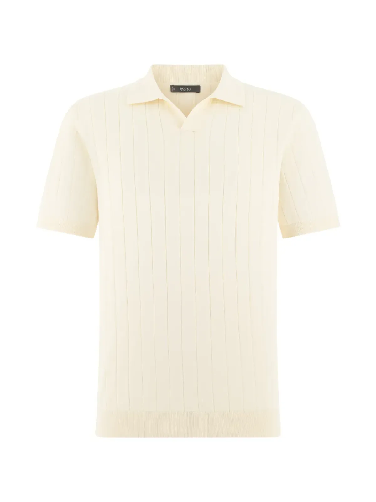 Boggi Milano リブ編みオープンネックTシャツ - 画像1