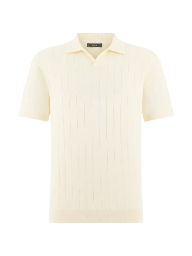 Boggi Milano Boggi Milano リブ編みオープンネックTシャツの商品画像