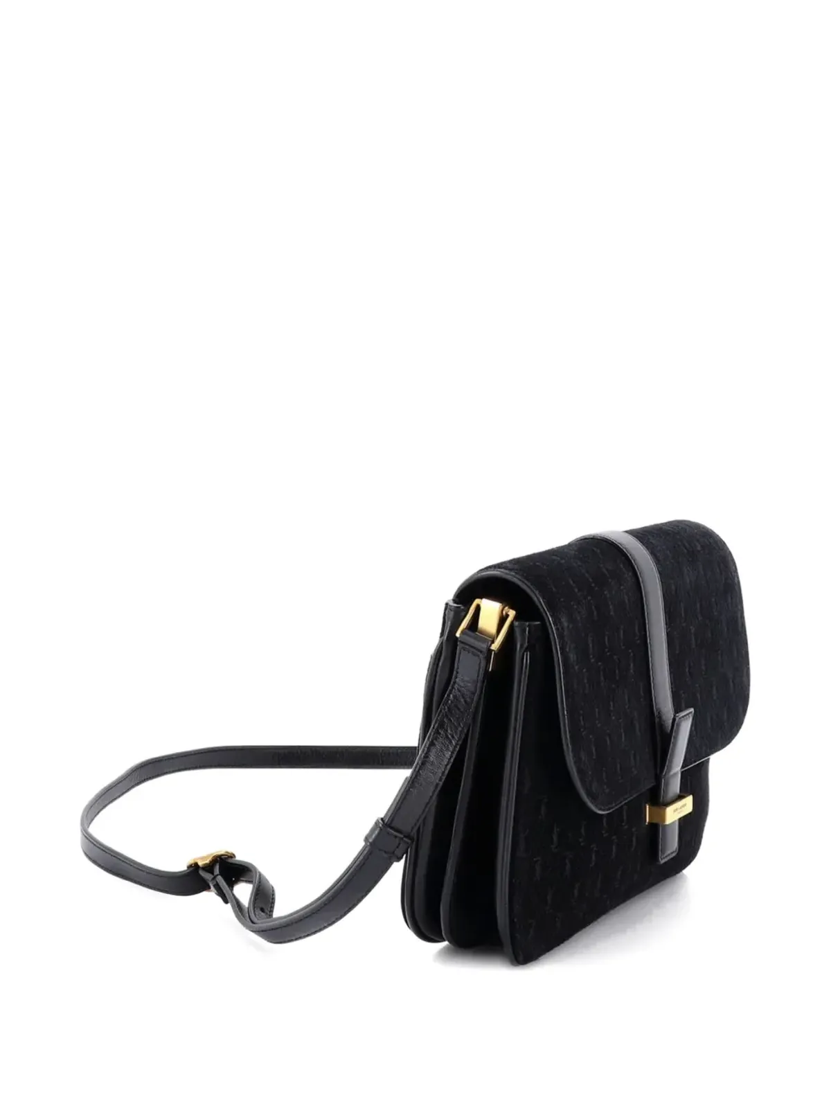 Saint Laurent Pre-Owned トップフラップ サッチェル モノグラム・オールオーバー スエード クロスボディバッグ - 画像3
