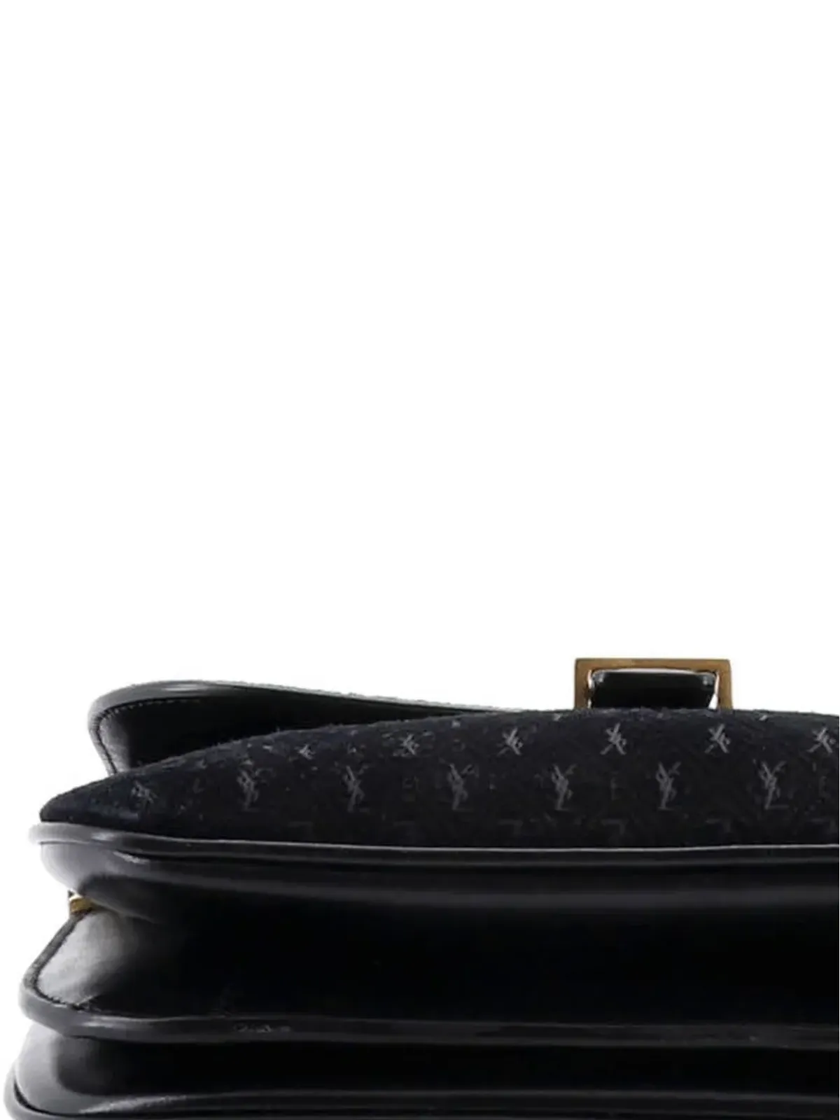 Saint Laurent Pre-Owned トップフラップ サッチェル モノグラム・オールオーバー スエード クロスボディバッグ - 画像4