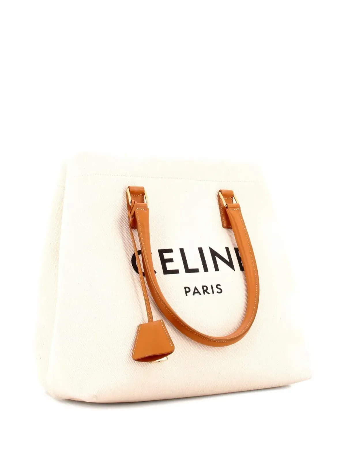 Celine Pre-Owned 横長カバス キャンバス×レザー 小さめトートバッグ - 画像3