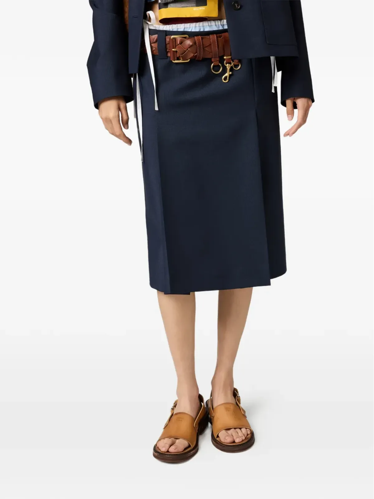Miu Miu バックルレザーサンダル - 画像5