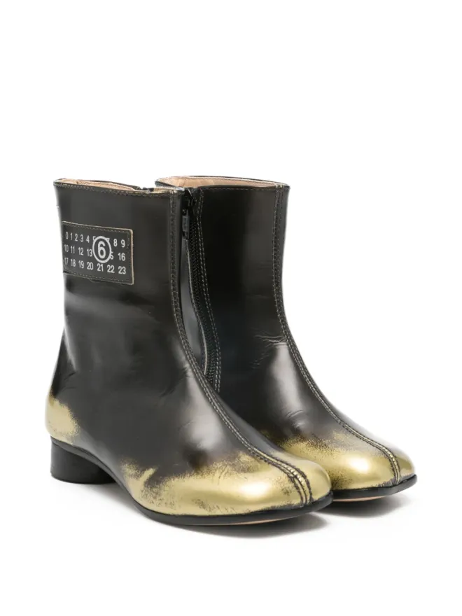 MM6 Maison Margiela Kids MM6 Maison Margiela Kids ロゴパッチ レザー ブーツ - ブラックの商品画像