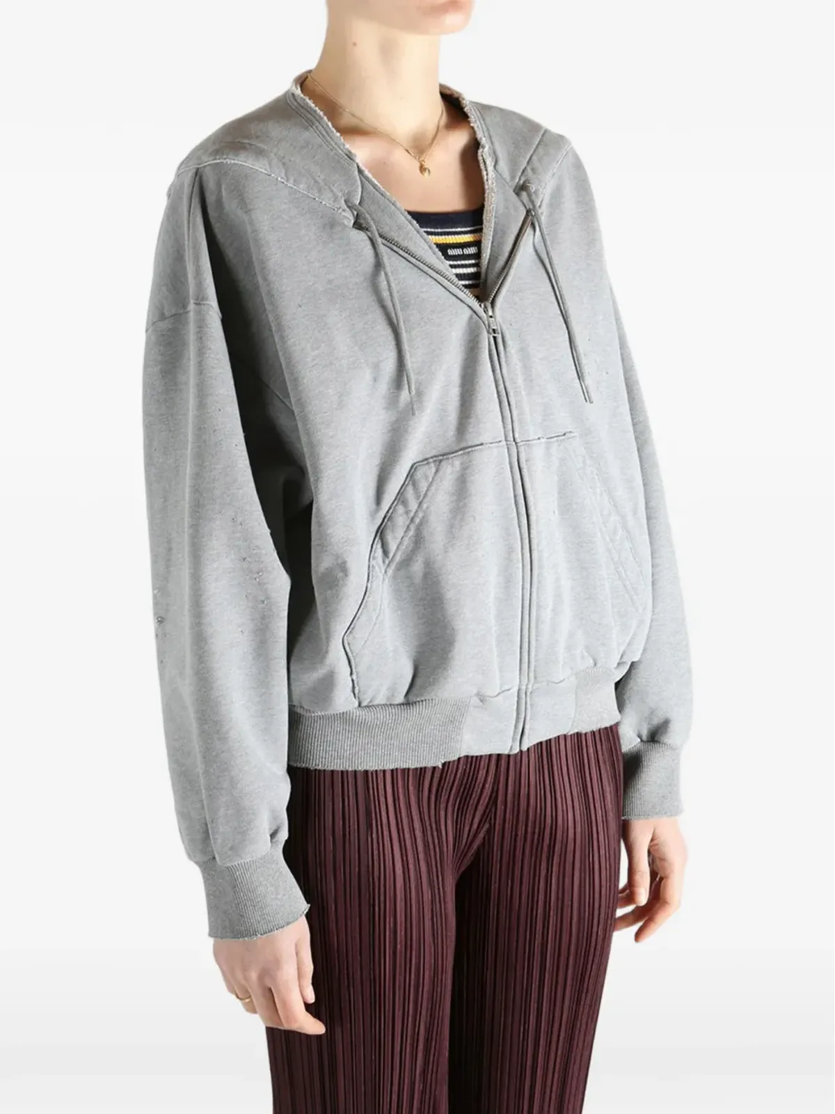 MM6 Maison Margiela ジップフーディ - グレー - 画像3
