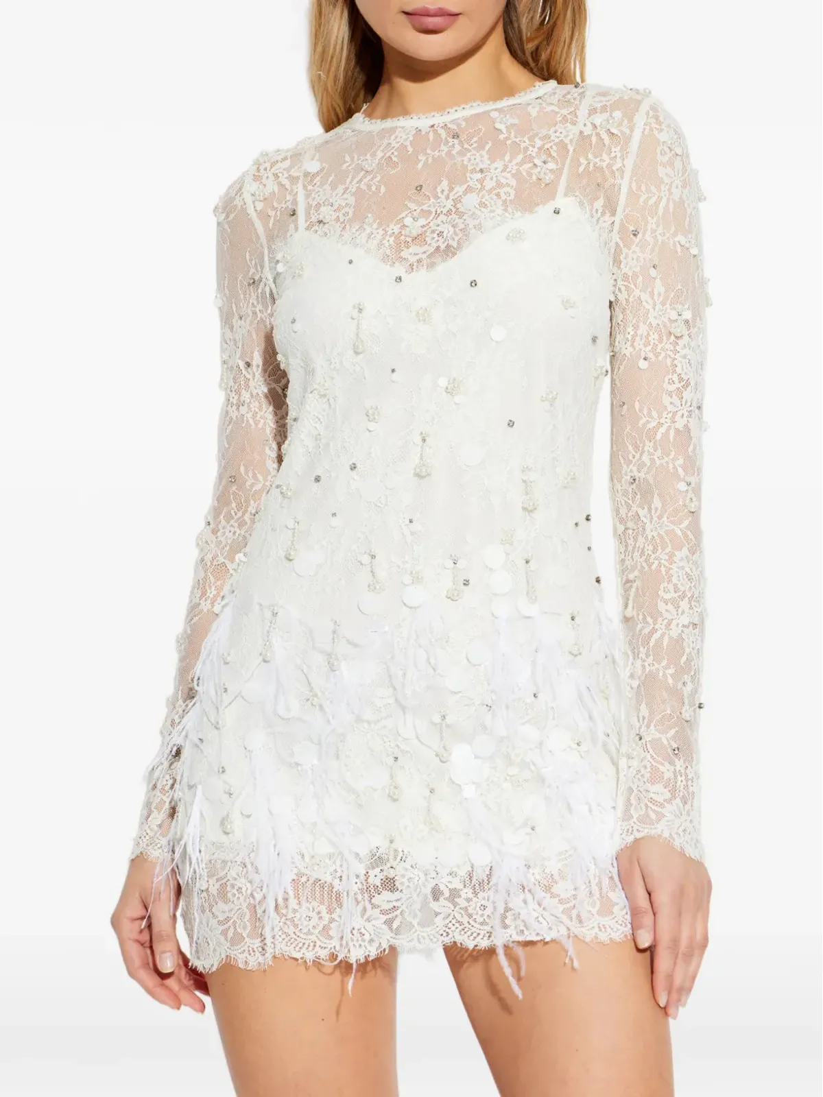 LoveShackFancy Alouetta embellished lace mini dress - White - 画像3