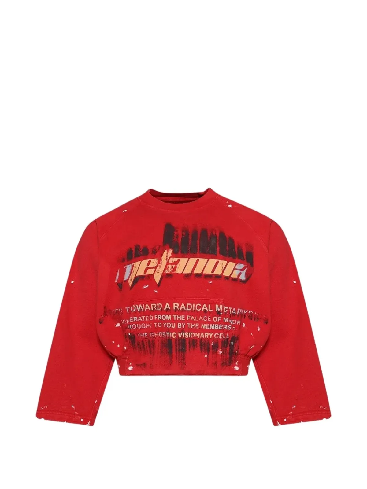 RRR123 グラフィックプリント クルーネック スウェットシャツ レッド - 画像1