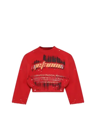 RRR123 グラフィックプリント クルーネック スウェットシャツ レッド - サムネイル1