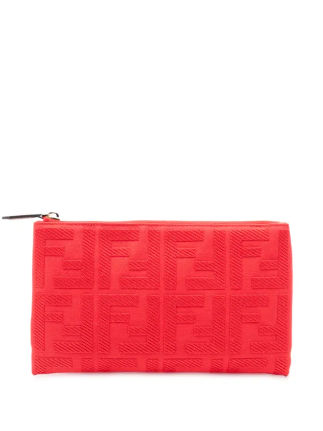 Fendi Pre-Owned Fendi ビンテージ Zucca Embroidered Canvas Zip Pouch クラッチバッグの商品画像