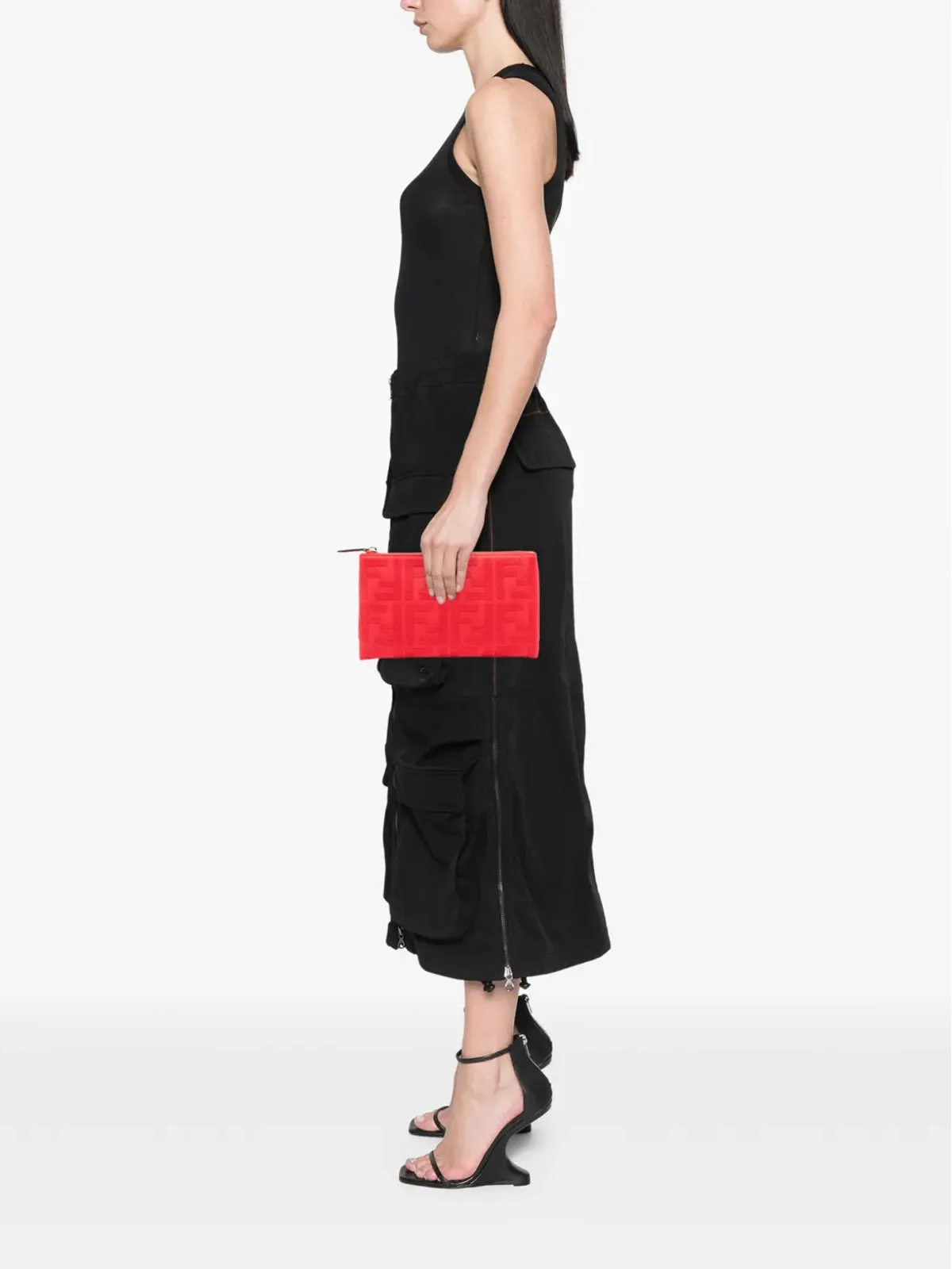Fendi ビンテージ Zucca Embroidered Canvas Zip Pouch クラッチバッグ - 画像2